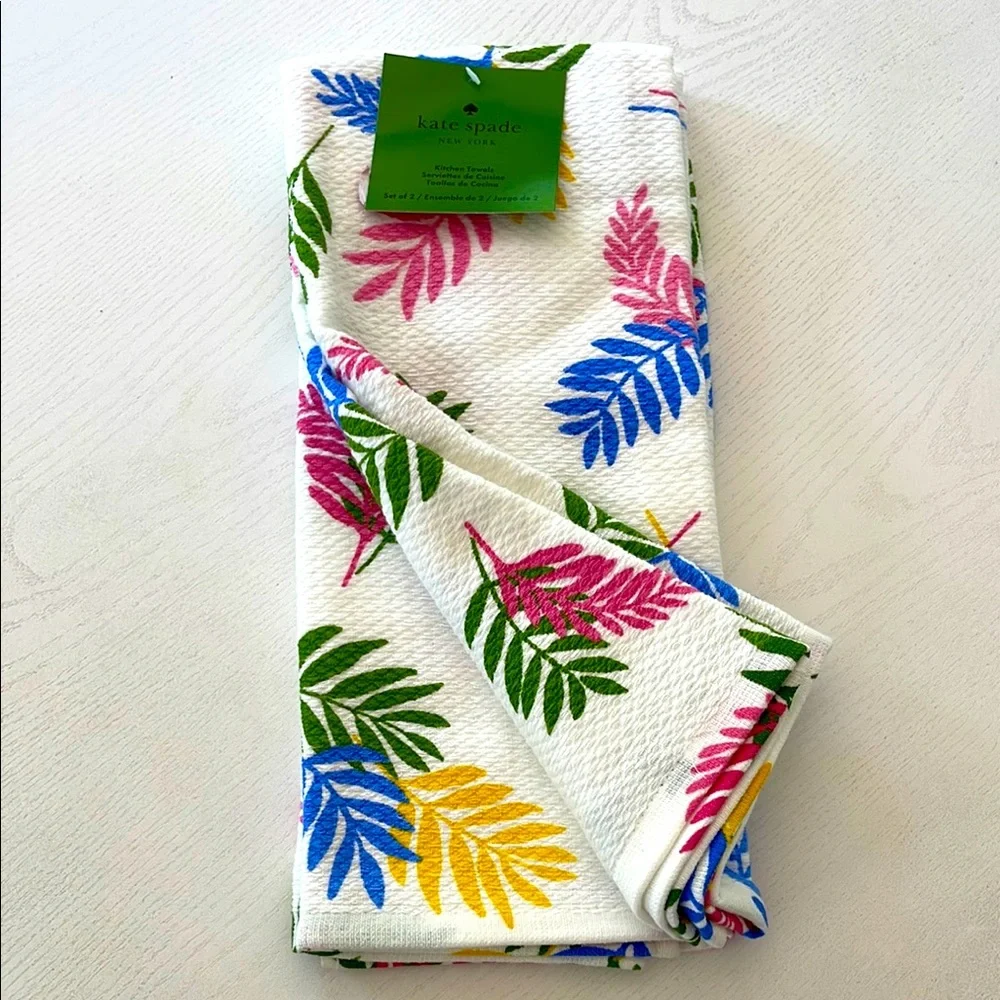 Kate Spade Multicolor Leaf Pattern Towel Set of 2